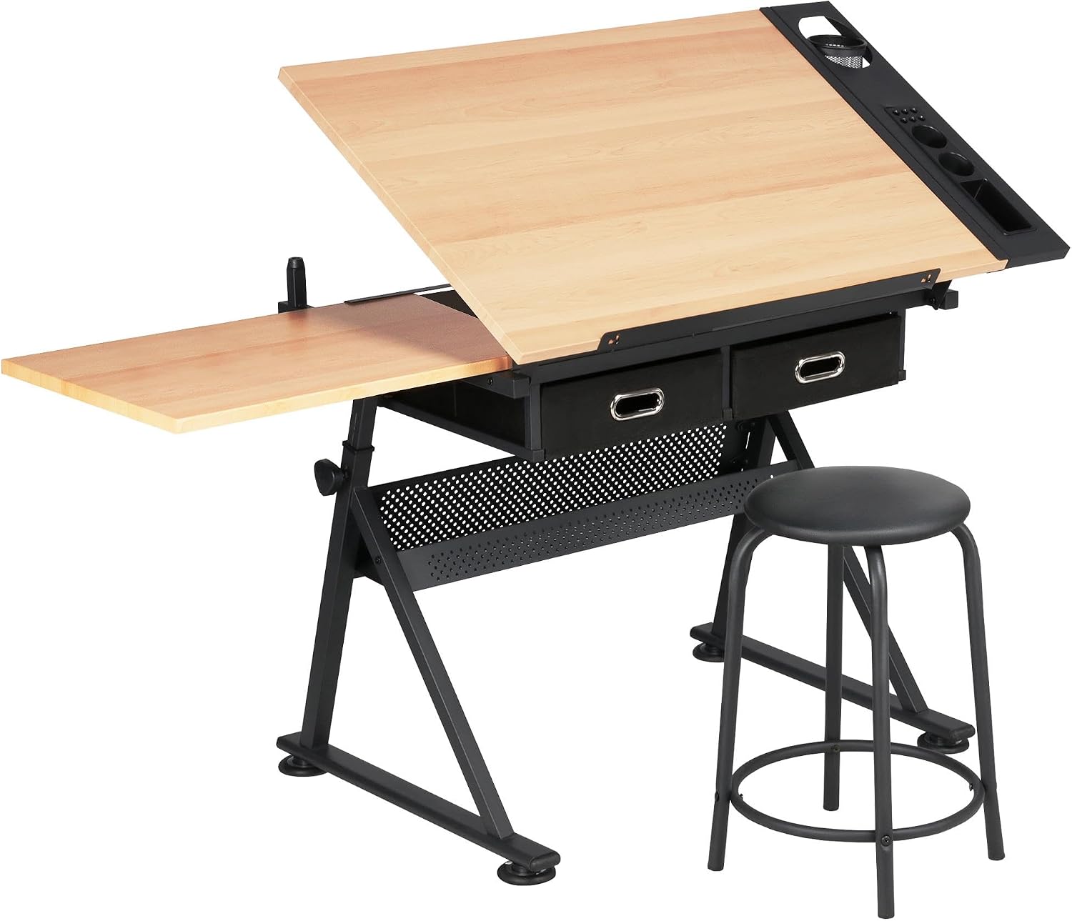 Office Furniture Modern - Ayarlanabilir Çizim Masası, Uyumlu Tabure ile,