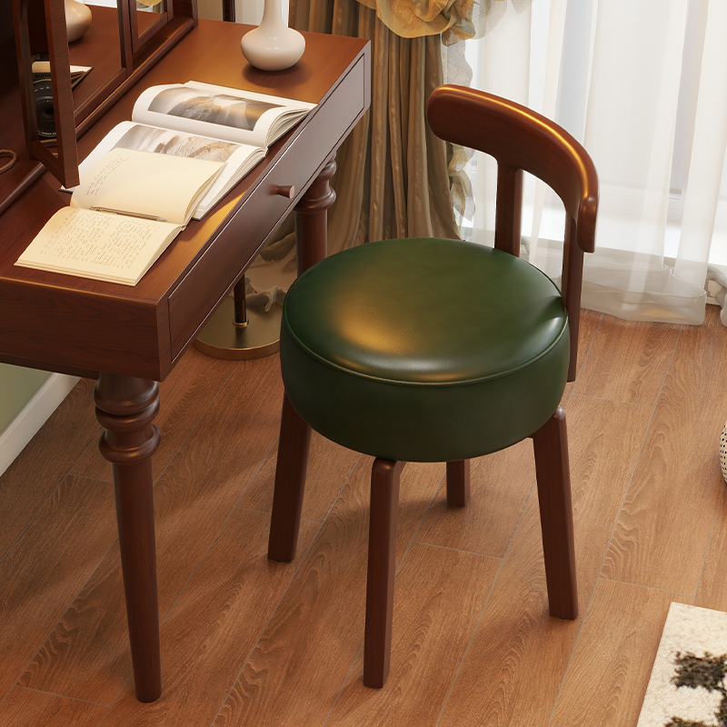 Office Furniture Modern - Masif ahşap döner makyaj koltuğu, deri