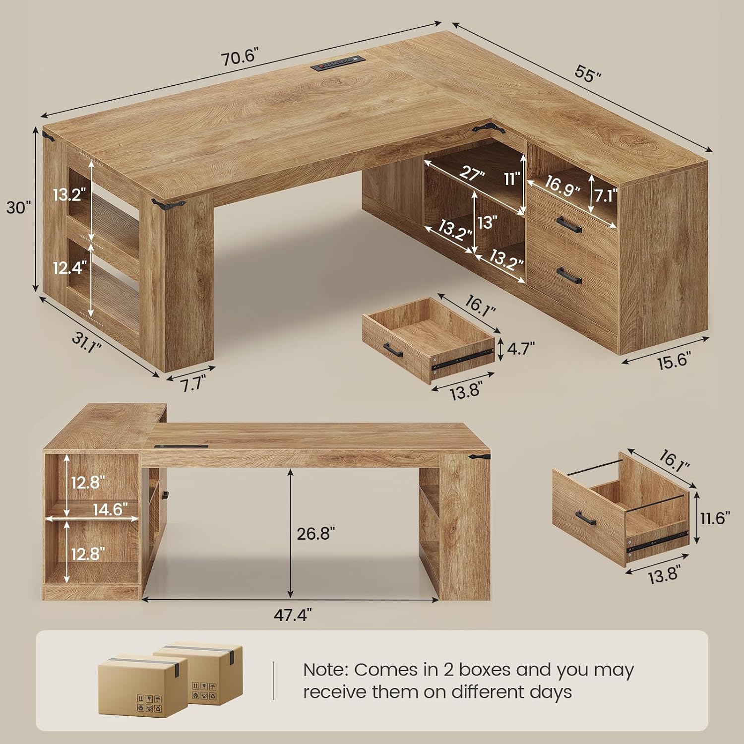 71 inç Çekmeceli ve Elektrik Ç - Office Furniture Outlet incelemesi ve fiyatı