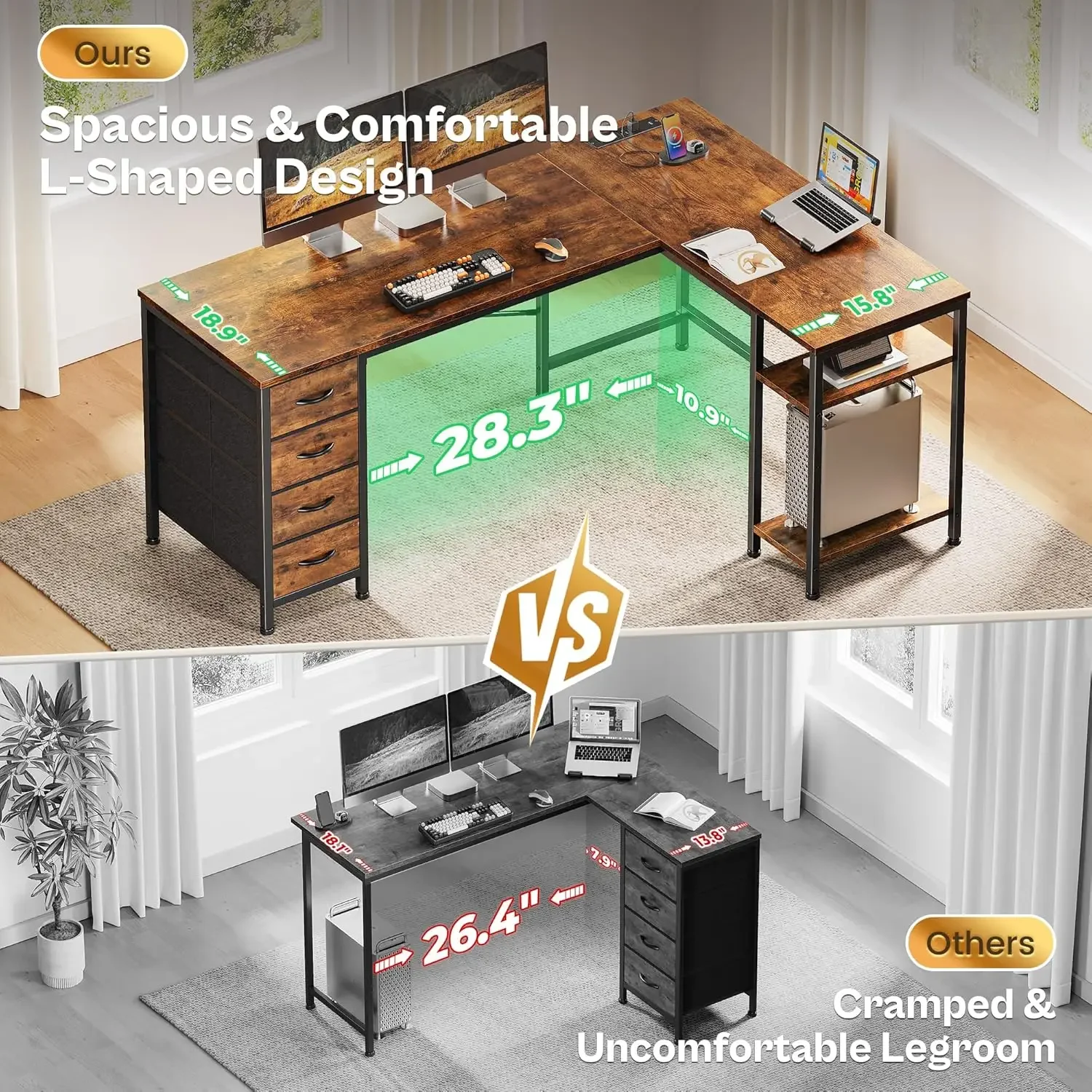 55 İnç L Şeklinde Kumaş Çekmec - Office Furniture Outlet incelemesi ve fiyatı