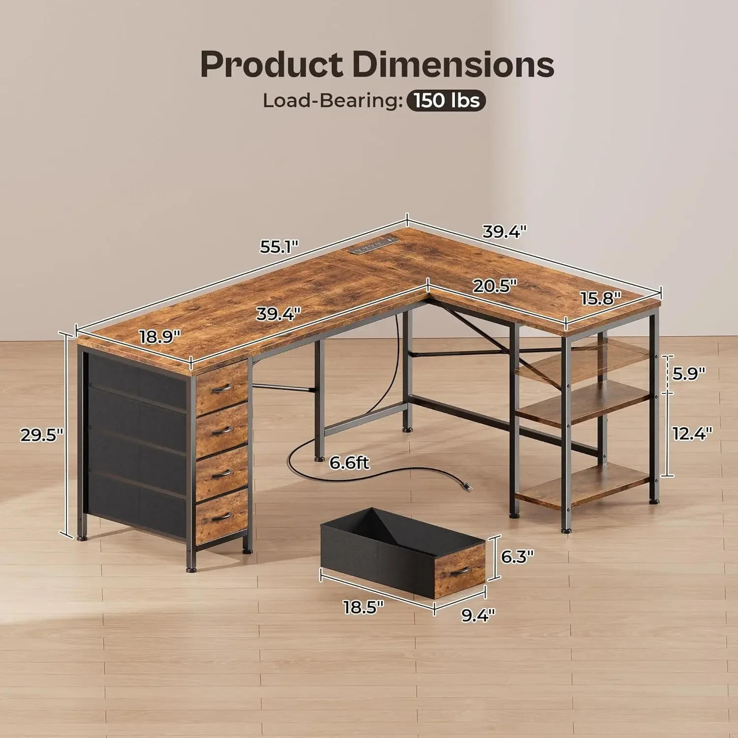 55 İnç L Şeklinde Kumaş Çekmec - Office Furniture Outlet incelemesi ve fiyatı
